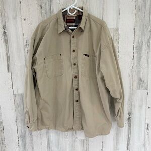 Wolverine Men’s Size XL Button Down Flannel Lined Overshirt/Shacket In Tan